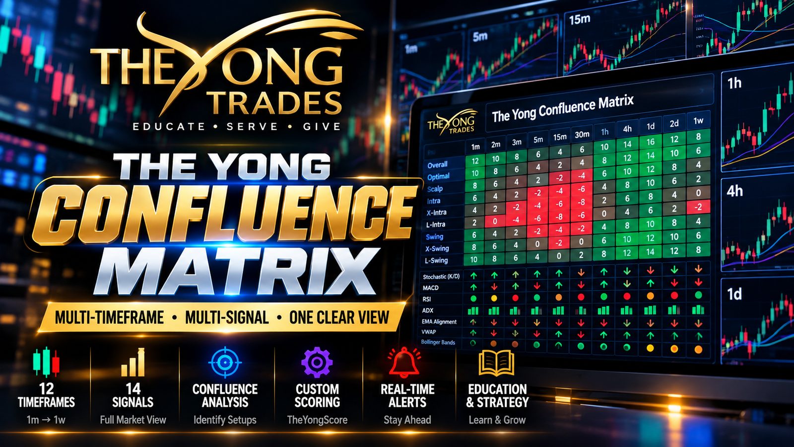 The Yong Confluence Matrix — multi-timeframe, multi-signal TradingView indicator